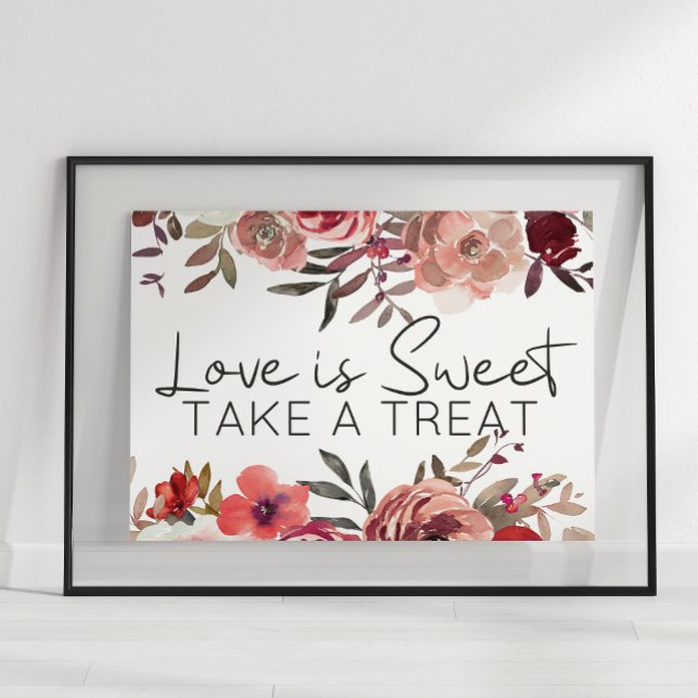 Affiche Faveur de Roses Florales Rouge Blush L'Amour Est D (Créateur téléchargé)