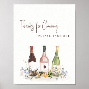 Affiche Faveur de signe de bouteilles de vin de fleurs sau