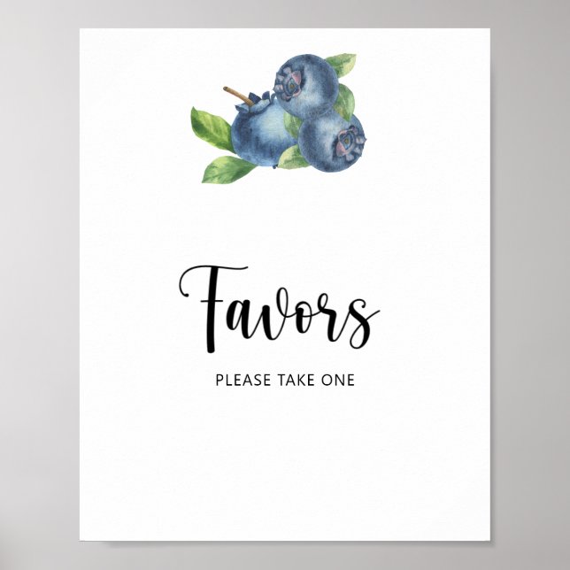Affiche Faveurs bleu aquarelle myrtille (Devant)