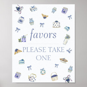 Affiche Faveurs de baby shower aquarelle dessert myrtille