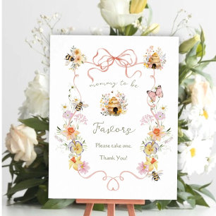 Affiche Faveurs de Baby Shower aquarelle florale Maman abe