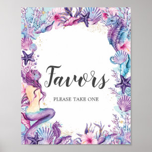 Affiche Faveurs de Baby Shower de mariage de sirène sous l