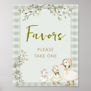 Affiche Faveurs de Baby Shower de Mère l'Oie et Oison