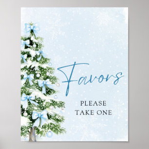 Affiche Faveurs de Baby Shower d'Hiver Arbre de Noël aux R