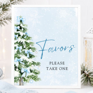 Affiche Faveurs de Baby Shower d'Hiver Arbre de Noël aux R