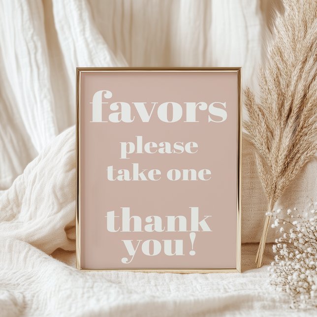 Affiche Faveurs de baby shower en typographie de grès rose (Créateur téléchargé)