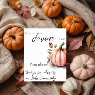 Affiche Faveurs de Baby Shower Fille au thème Citrouille R