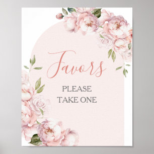 Affiche Faveurs de Baby Shower Fille Fleurs Roses Bébé en