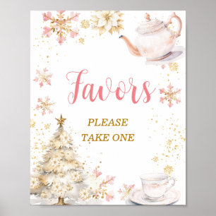 Affiche Faveurs de Baby Shower pour une Fête de Thé Rose H