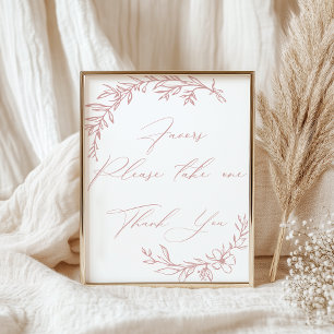 Affiche Faveurs de Baby Shower Rose Floral Timeless Vintag