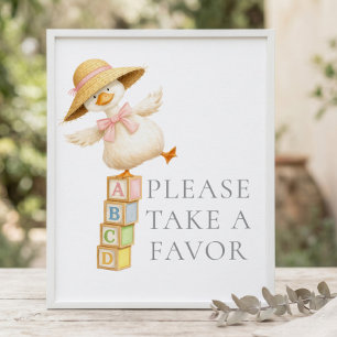 Affiche Faveurs de Bébé Silly Goose Signe Gris Baby Shower