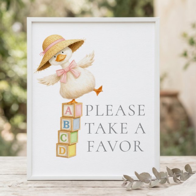 Affiche Faveurs de Bébé Silly Goose Signe Gris Baby Shower (Créateur téléchargé)