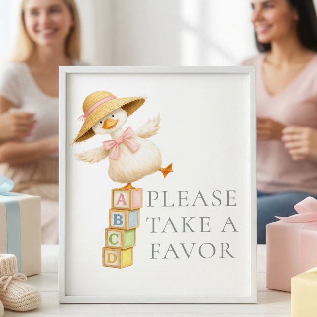 Affiche Faveurs de Bébé Silly Goose Signe Gris Baby Shower (Créateur téléchargé)