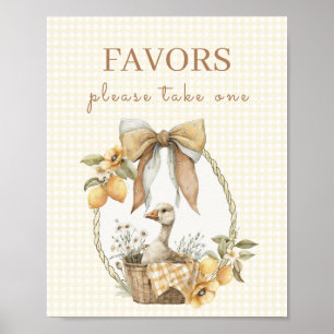 Affiche Faveurs de douche de bébé Silly Goose Lemon Sign