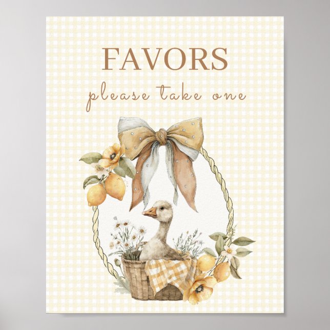 Affiche Faveurs de douche de bébé Silly Goose Lemon Sign (Devant)