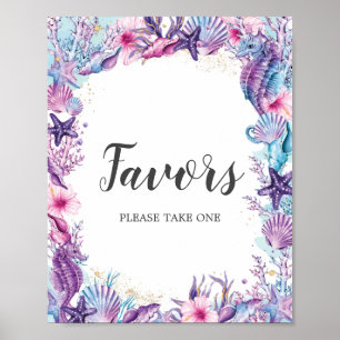 Affiche Faveurs de fête d'anniversaire Rose Violet Sous l'