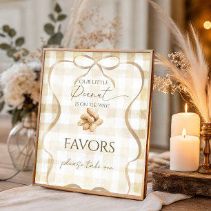 Affiche Faveurs de fête prénatale neutres gingham beige po