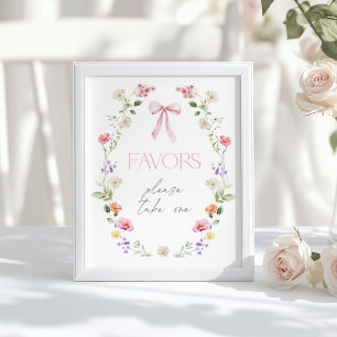 Affiche Faveurs de fleurs sauvages Bébé en fleurs rose