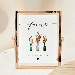 Affiche Faveurs de fleurs sauvages de script élégant moder