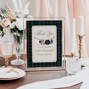 Affiche Faveurs de Luxe Ours à Carreaux pour Baby Shower