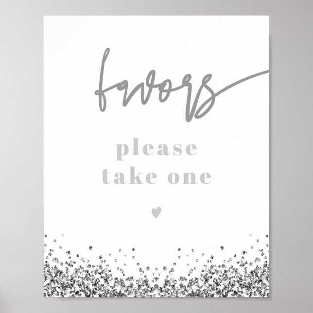 Affiche Faveurs de mariage à paillettes d'argent REGINA Di (Devant)