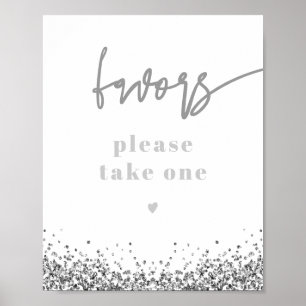 Affiche Faveurs de mariage à paillettes en argent REGINA D