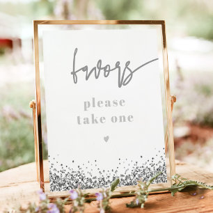 Affiche Faveurs de mariage à paillettes en argent REGINA D