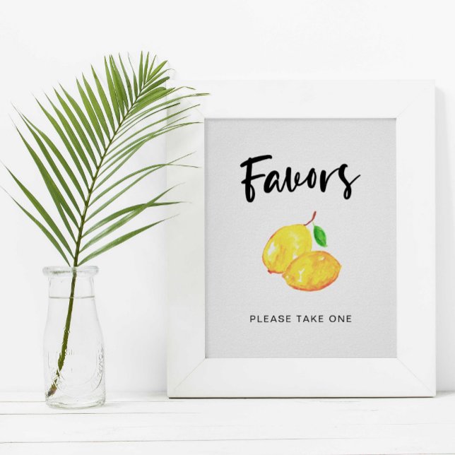Affiche faveurs de mariage à thème aquarelle citron pannea (Créateur téléchargé)