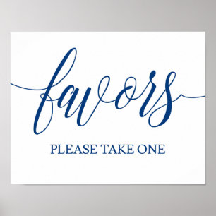 Affiche Faveurs de mariage Connexion Marine Blue Calligrap