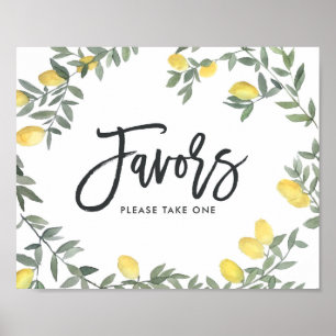Affiche Faveurs de mariage Couronne de citron aquarelle Bo