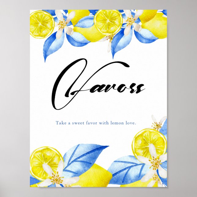 Affiche Faveurs de mariage floral citron italien (Devant)