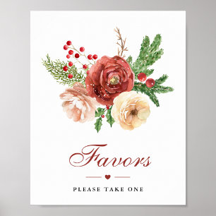 Affiche Faveurs de mariage hivernal en terre cuite à feuil