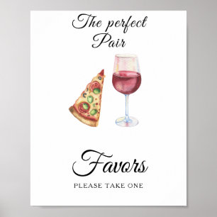 Affiche Faveurs de mariage pour la mariée : pizza et vin