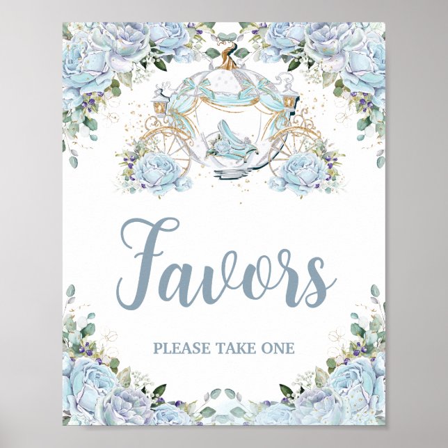 Affiche Faveurs de princesse aux roses bleues bébé et carr (Devant)
