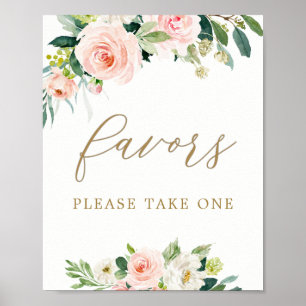Affiche Faveurs de traitement floral aquarelle rose élégan