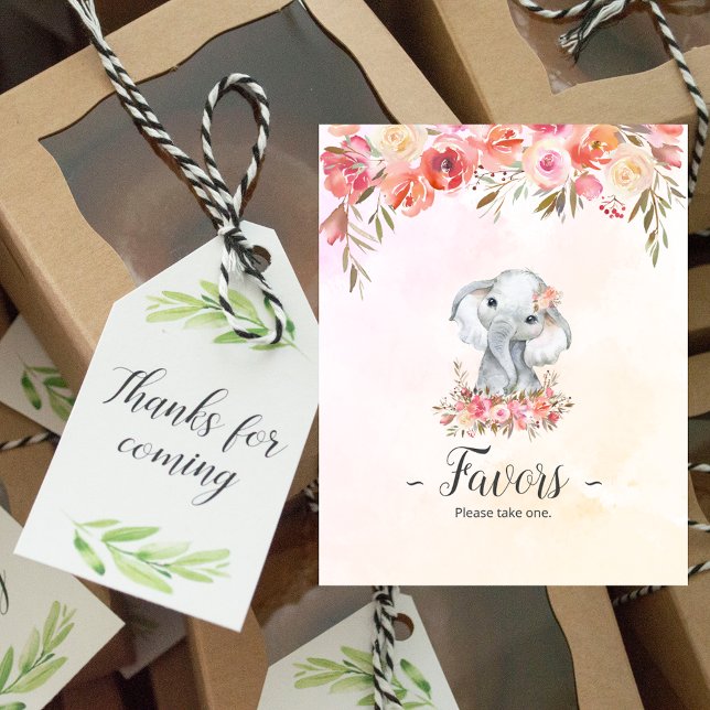 Affiche Faveurs du Baby shower éléphant bébé (Créateur téléchargé)