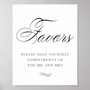 Affiche Faveurs élégantes Calligraphie noire   Panneau de 