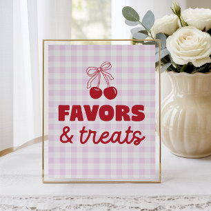 Affiche Faveurs et friandises à carreaux roses Cerise Anni