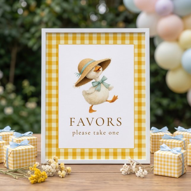 Affiche Faveurs Imprimables de Bébé Oie Jaune à Carreaux S (Créateur téléchargé)