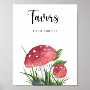 Affiche Faveurs pour baby shower champignons amanite tue-m