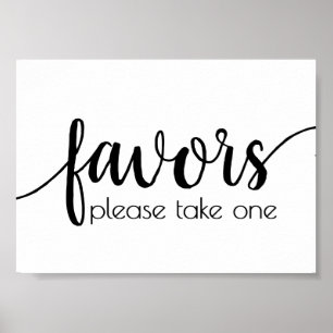 Affiche Faveurs simples   Black Script Wedding Party Event
