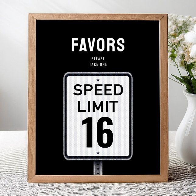 Affiche Favor party sign 16th Birthday Speed Limit  (Créateur téléchargé)