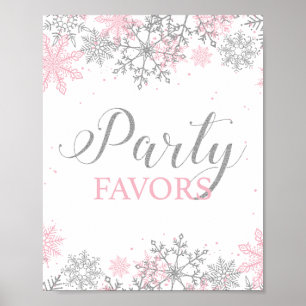 Affiche Favoris de fête Winter Onederland Rose Argent