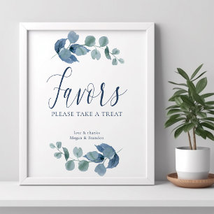 Affiche Favoris de feuillage simple à l'aquarelle d'eucaly