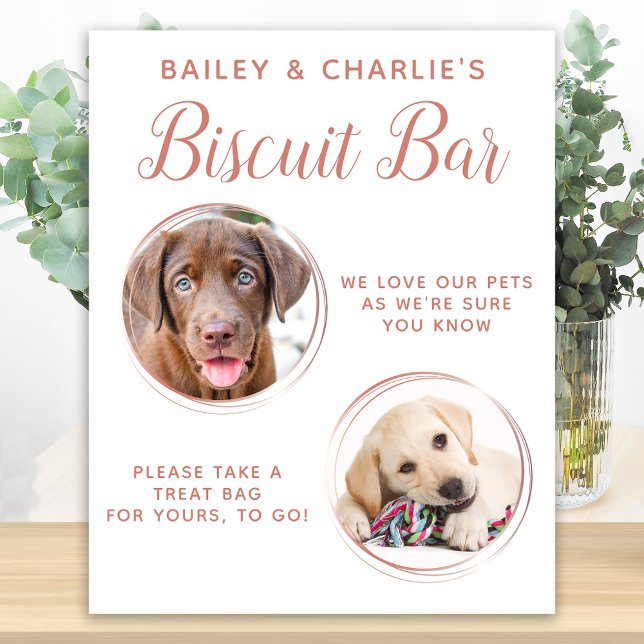 Affiche Favoris de mariage pour chien Rose Gold Bar à bisc (Créateur téléchargé)