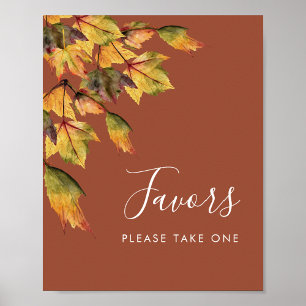 Affiche Favoris de mariage rustiques marron automne feuill