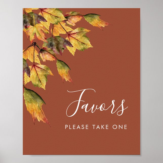 Affiche Favoris de mariage rustiques marron automne feuill (Créateur téléchargé)