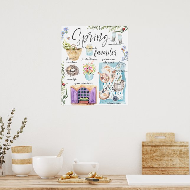 Affiche Favoris de printemps tendance | Illustration aquar (Cuisine)