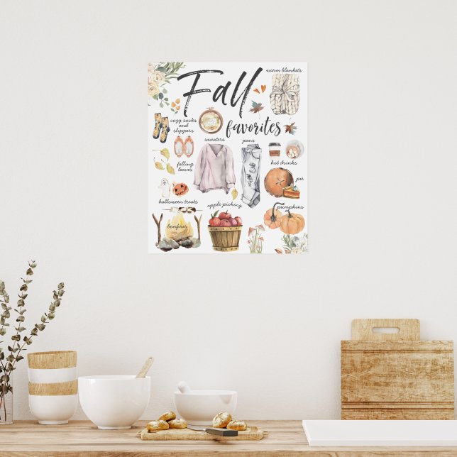 Affiche Favoris tendance automne | Illustrations d'aquarel (Cuisine)