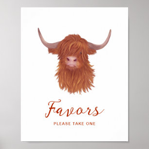 Affiche Favoriser Highland Cow Baby shower